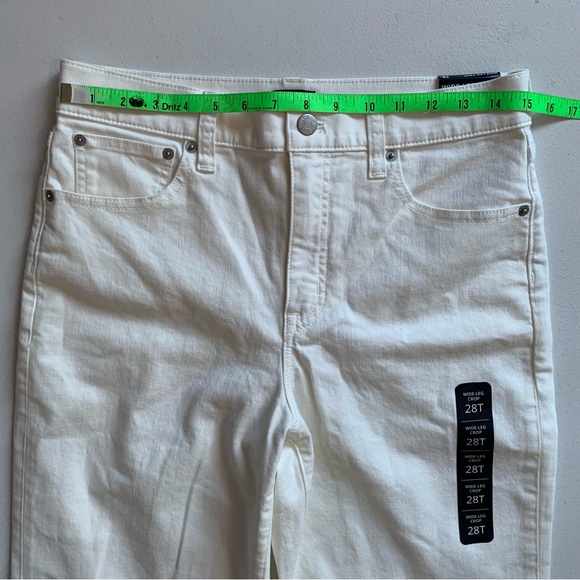 J Crew Factory Tall White Wide-Leg Cropped Jean in All Day Stretch Size 28T NWT - Picture 13 of 17
